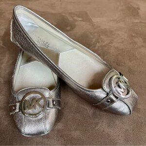 AUTHENTIC MICHAEL BY MICHAEL KORS FULTON METALLIC LEATHER FLATS